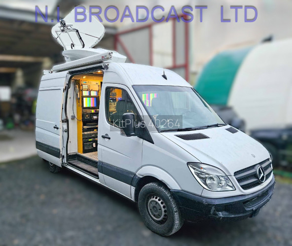 OB130 Mercedes 3.5t dual patch 400watt HD SNG obvan Satcom dish, 2x 400watt haps, Ateme encoders etc - image #1