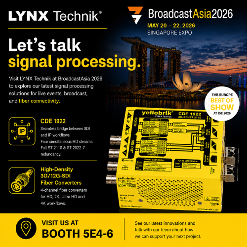 LYNX Technik Brings SDI IP Integration and High-Density Fiber Transport Solutions to BroadcastAsia 2026