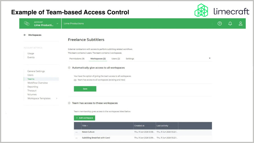 Limecraft Expands its Media Production Platform with Team-based Access Control Plus Faster Transcoding on GPU and Smarter Translation